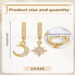 1 пара серег-колец из латуни с микропаве из прозрачных кубических цирконий&nbsp;EJEW-LP0007-115