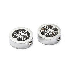 変色しにくい304ステンレススチールビーズ  ツリー付きフラットラウンド  ステンレス鋼色  10x3mm  穴：1.8mm&nbsp;STAS-L024-011P