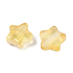 透明なスプレー塗装ガラスビーズ  きらめき力  スター  ゴールド  8x8x4mm  穴：1mm&nbsp;X1-GLAA-NH0003-01D