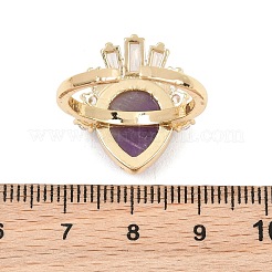 Fingerringe aus Messing mit natürlichem Amethyst&nbsp;GG-CBACC2B-07G-07