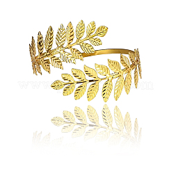 1шт. браслеты-манжеты из сплава листьев для женщин&nbsp;AJEW-CY0001-33G