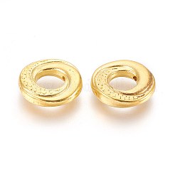 チベット風合金ビーズ  ドーナツ  カドミウムフリー＆ニッケルフリー＆鉛フリー  ゴールドカラー  15x4mm  穴：1mm.&nbsp;K0P1F012