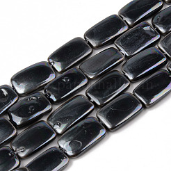電気メッキ天然淡水シェルビーズ連売り  長方形  ミックスカラー  15~16x10x3mm  穴：1mm  約26個/連  16.14インチ（41cm）&nbsp;SHEL-R049-027