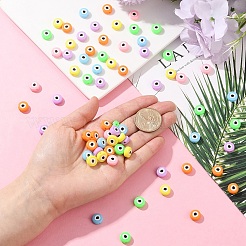 120 шт. двухцветные непрозрачные акриловые бусины с принтом&nbsp;OACR-YW0002-43