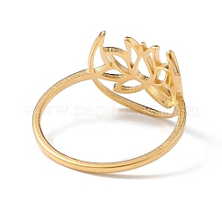 Ausgehöhlter Lotus 304 Edelstahl Fingerring für Frauen&nbsp;RJEW-E073-06G
