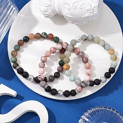 3 Stück Stretch-Armband-Set mit natürlichen Edelsteinen&nbsp;BJEW-JB10954