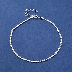 女性用スターリングシルバーフラットラウンドリンクチェーンブレスレット925個  銀  6-7/8インチ（17.5cm）  1.7mm&nbsp;BJEW-E101-01S-09