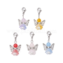 Pendentif décoratif en jade malaisien naturel et teinté ange&nbsp;HJEW-JM02763-03