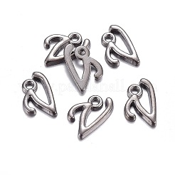 Pendentifs de lettre plaqué de gunmetal en alliage&nbsp;PALLOY-P097-03-V