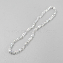 電気メッキガラスビーズセット  ロンデル  多面カット  透明  8x5mm  穴：1mm  約79個/連  21.65''（55センチメートル）&nbsp;GLAA-WH0080-07E