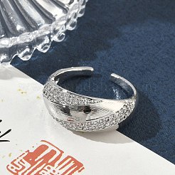 Messing Micro Pave Zirkonia Manschette offene Ringe&nbsp;RJEW-C163-01P