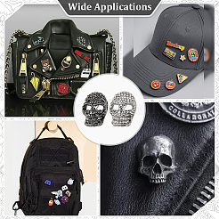 4 шт. 2-х цветные броши из цинкового сплава со стразами в виде черепа для одежды рюкзака JEWB-PH0001-38