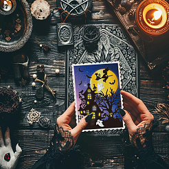 Halloween-Haus-Stanzschablonen aus Kohlenstoffstahl&nbsp;DIY-WH0309-2414