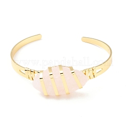 Bracciale rigido con perline occhio di cavallo in quarzo rosa naturale&nbsp;G-D458-01G-02-RS