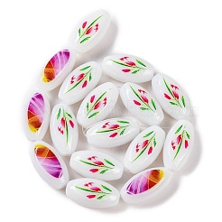 Печать стеклянных овальных бусин для изготовления ожерелья и браслетов GLAA-B020-01A-12