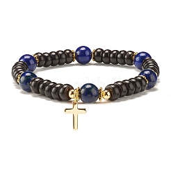 Bracciale elasticizzato con perline a disco in legno di cocco&nbsp;BJEW-JB07361