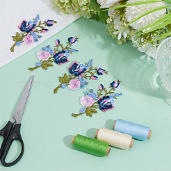 2 пара самоклеящихся нашивок с цветочной компьютерной вышивкой&nbsp;DIY-ME0002-30