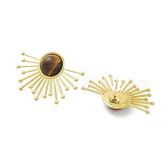 Pendientes bohemios de ojo de tigre natural de acero inoxidable 304&nbsp;EJEW-S244-01G-L
