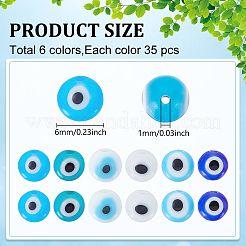 210шт 6 цвета ручной работы сглаз бусины лэмпворк LAMP-WR0001-03
