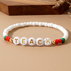 2шт. 2-цветный набор из стеклянных бусинок и резинок на День учителя для женщин ES5495-1