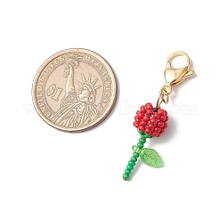 День матери гвоздики стеклянные бусины и акриловые украшения для подвешивания&nbsp;HJEW-MZ00228-04