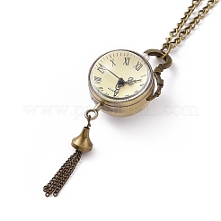 Legierung runden Anhänger Halskette Quarz Taschenuhr&nbsp;X-WACH-N011-07A