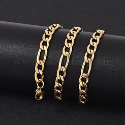 男性用ファッショナブルな304ステンレススチールフィガロチェーンネックレス  カニカン付き  ゴールドカラー  21.65インチ（55cm）x6mm&nbsp;LS-STAS-A028-N017G