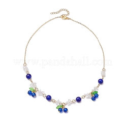 Colliers à plastron en verre craquelé et cristal de quartz naturel pour femmes&nbsp;NJEW-JN05202-01