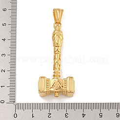 イオンプレーティング（IP）304ステンレスペンダント  ヴァルクナットチャーハンマー  ゴールドカラー  49x21.5x10mm  穴：9x5mm&nbsp;STAS-D110-10G