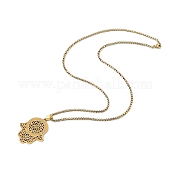 201 полое ожерелье из нержавеющей стали с религиозным мотивом в виде хамсы NJEW-M086-01G