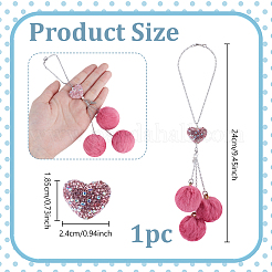 Плюшевая ткань круглая и полимерная глина стразы сердце кулон подвеска украшение&nbsp;HJEW-DR00079