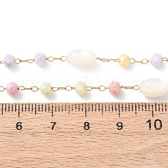 Браслеты из стеклянных круглых бусин и натуральных ракушек&nbsp;BJEW-G774-03G