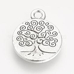 Сплав тибетского стиля плоский круглый с подвесками из дерева жизни&nbsp;X-TIBEP-Q043-314-RS