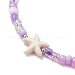 5 шт. двухцветные регулируемые браслеты на ногу из стеклянных бусин AJEW-AN00636