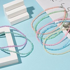 7шт 7 цветных стеклянных ожерелья из бисера набор для женщин NJEW-JN04182
