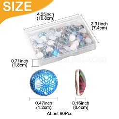 60 шт. полукруглые кабошоны из печатного стекла GGLA-FS0001-14