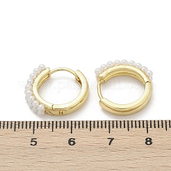 Серьги-кольца из искусственного жемчуга из латуни&nbsp;EJEW-M082-04G