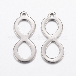 変色しにくい304ステンレススチールペンダント  無限大  ステンレス鋼色  19.5x8x1mm  穴：1mm&nbsp;STAS-L200-89P