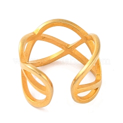 Ионное покрытие(ip) 304 нержавеющая сталь крест-накрест открытые манжеты палец кольца для женщин RJEW-S414-16B-G