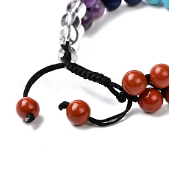 Bracelet perles tressées imitation ambre & pierres mixtes rondes pour femme fille&nbsp;BJEW-JB06962-01