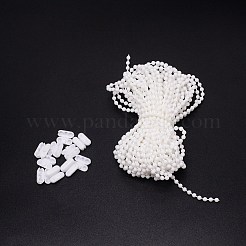 クラスプ付きプラスチックボールチェーン  ホワイト  4mm  約32.81フィート（10m）/セット&nbsp;DIY-WH0182-72