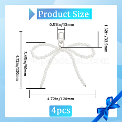 4 шт. пластиковый бант с имитацией жемчуга HJEW-BBC0001-08