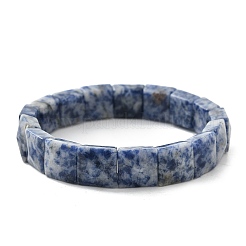 Braccialetti elastici con perline di diaspro blu naturale quadrato per donne e uomini&nbsp;BJEW-C097-06K