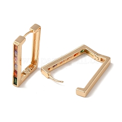 Латунные серьги-кольца с разноцветными стеклянными кольцами&nbsp;EJEW-M238-46KCG