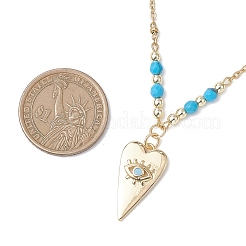 Colgante de corazón de ojo malvado con circonita cúbica pavé de latón&nbsp;NJEW-JN05803-01
