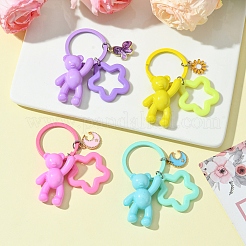 アクリルキーホルダー  鉄パーツ  クマ  ミディアム蘭  6.2cm&nbsp;KEYC-FS00008-02