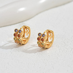 Латунные плоские круглые серьги-кольца PT3786