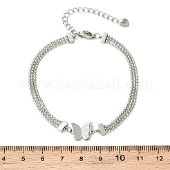 Bracelets à chaîne à billes multibrins en acier inoxydable 304&nbsp;BJEW-D429-01P
