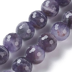 天然シェブロン アメジスト ビーズ 連売り  多面カット  ラウンド  10~10.5mm  穴：1mm  約38~40個/連  15.3インチ〜15.75インチ（39~40cm）&nbsp;G-P428-04B-10mm