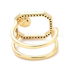 Полое прямоугольное кольцо-манжета с кубическим цирконием на день матери RJEW-C004-16-RS